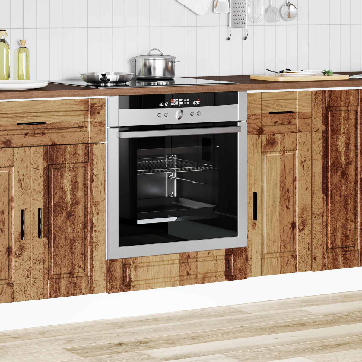Oven Cabinet "Porto" Old Wood Engineered Wood