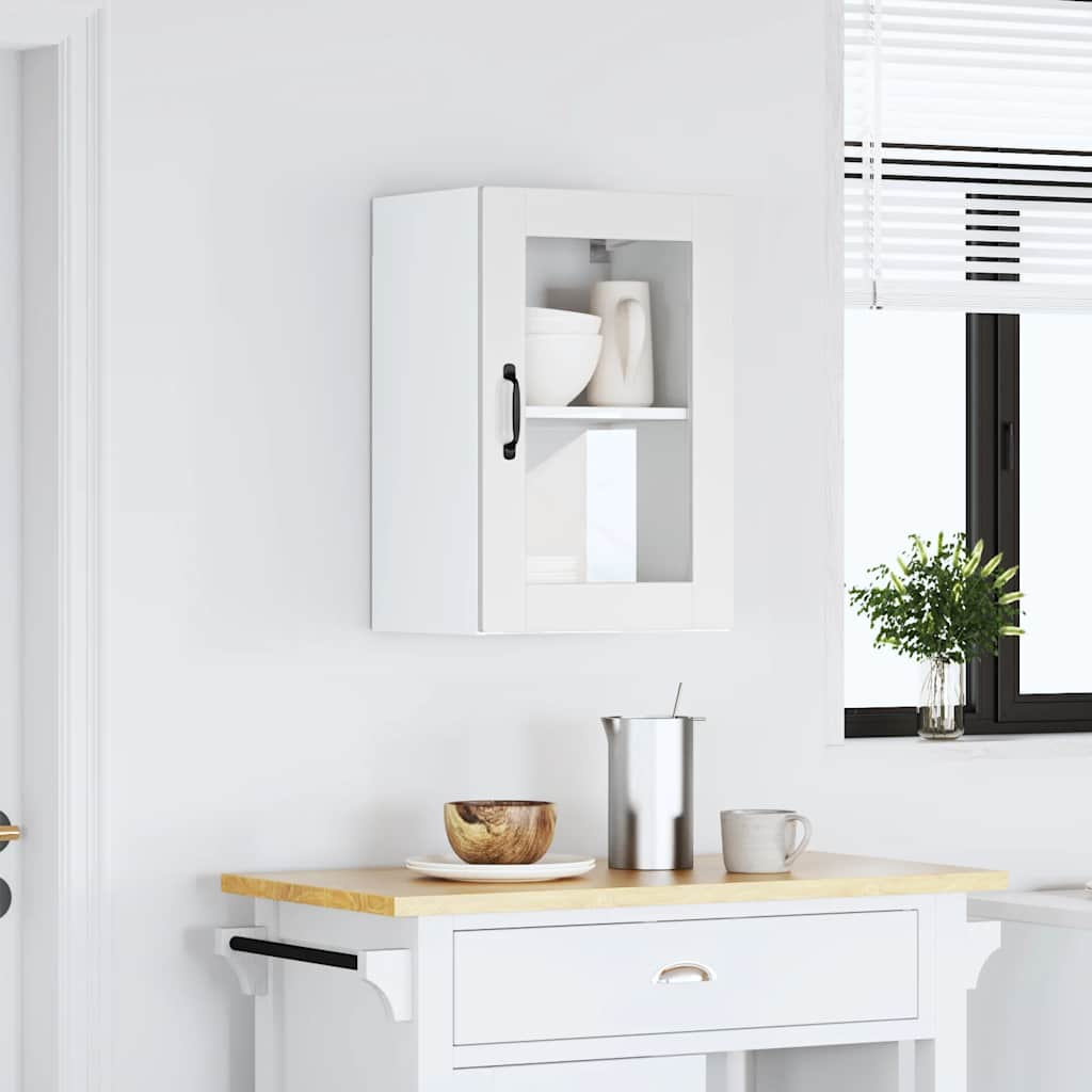 vidaXL Kitchen Wall Cabinet with Glass Door Porto White