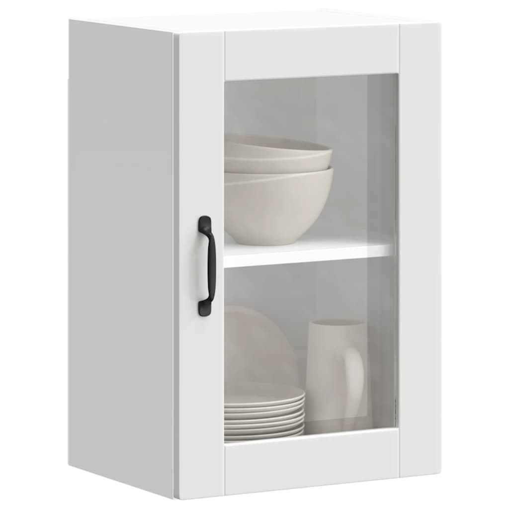 vidaXL Kitchen Wall Cabinet with Glass Door Porto White