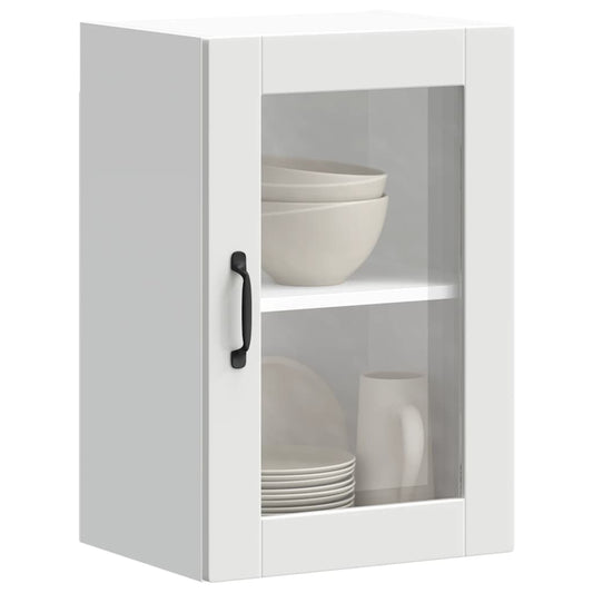 vidaXL Kitchen Wall Cabinet with Glass Door Porto White