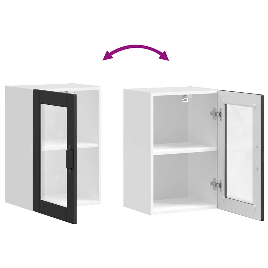 Kitchen Wall Cabinet with Glass Door Porto Black