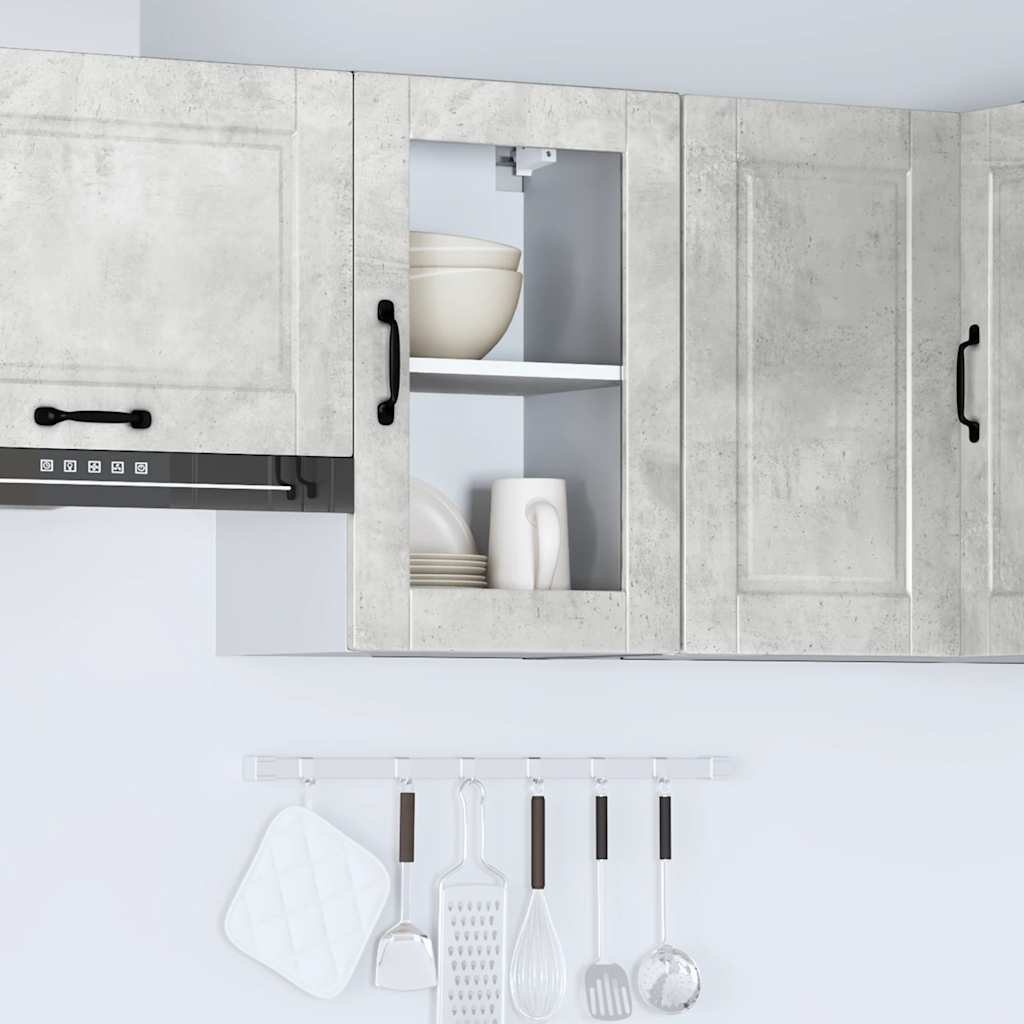 vidaXL Kitchen Wall Cabinet with Glass Door Porto Concrete Grey