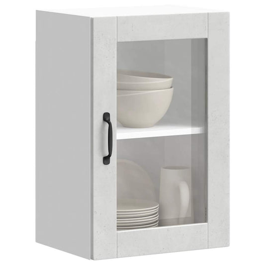 vidaXL Kitchen Wall Cabinet with Glass Door Porto Concrete Grey