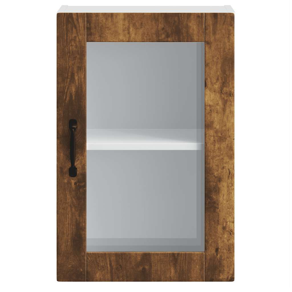 Kitchen Wall Cabinet with Glass Door Porto Smoked Oak