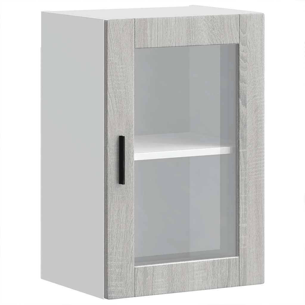 Kitchen Wall Cabinet with Glass Door Porto Grey Sonoma
