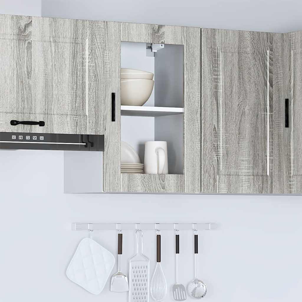 Kitchen Wall Cabinet with Glass Door Porto Grey Sonoma