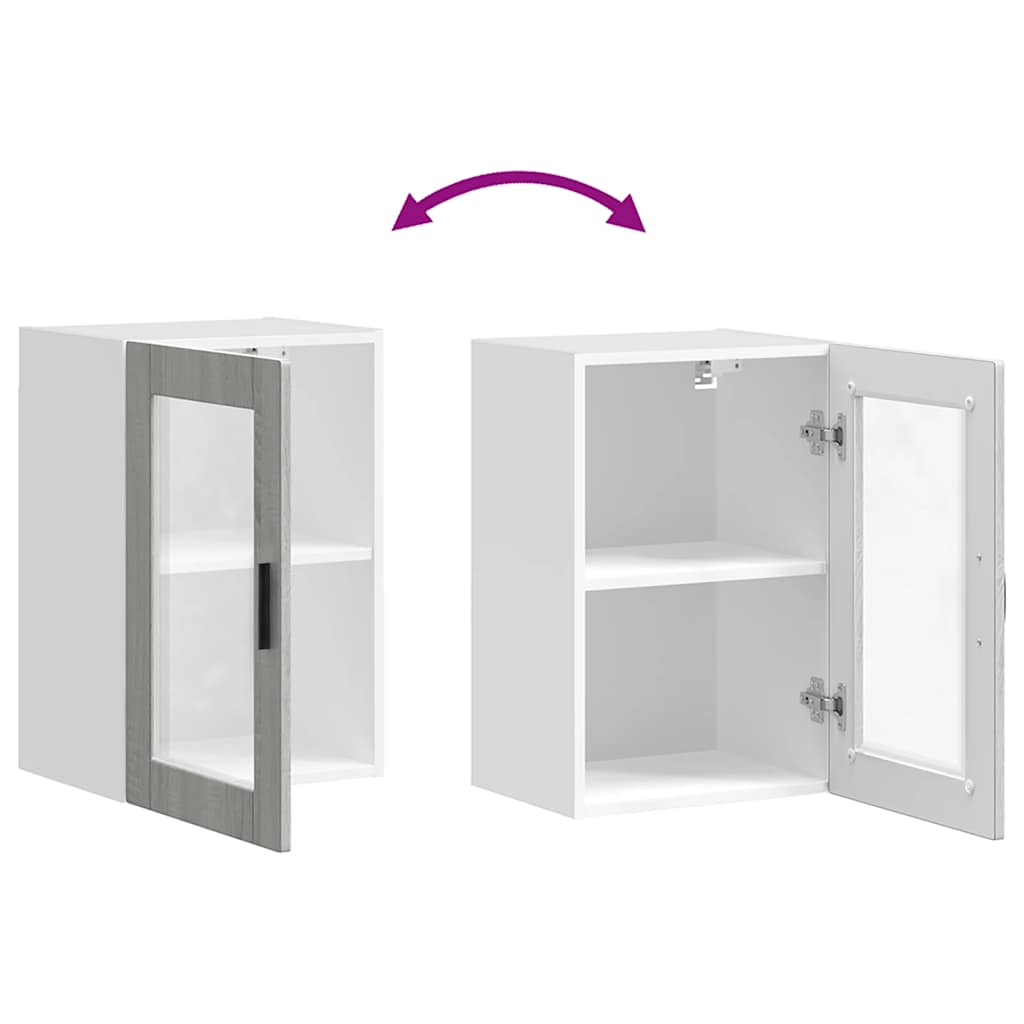 Kitchen Wall Cabinet with Glass Door Porto Grey Sonoma