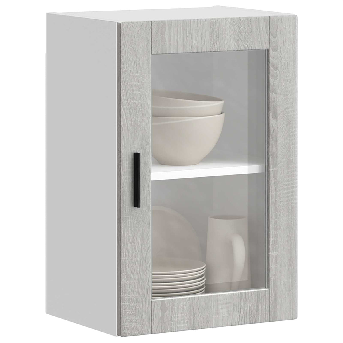 Kitchen Wall Cabinet with Glass Door "Porto" Grey Sonoma