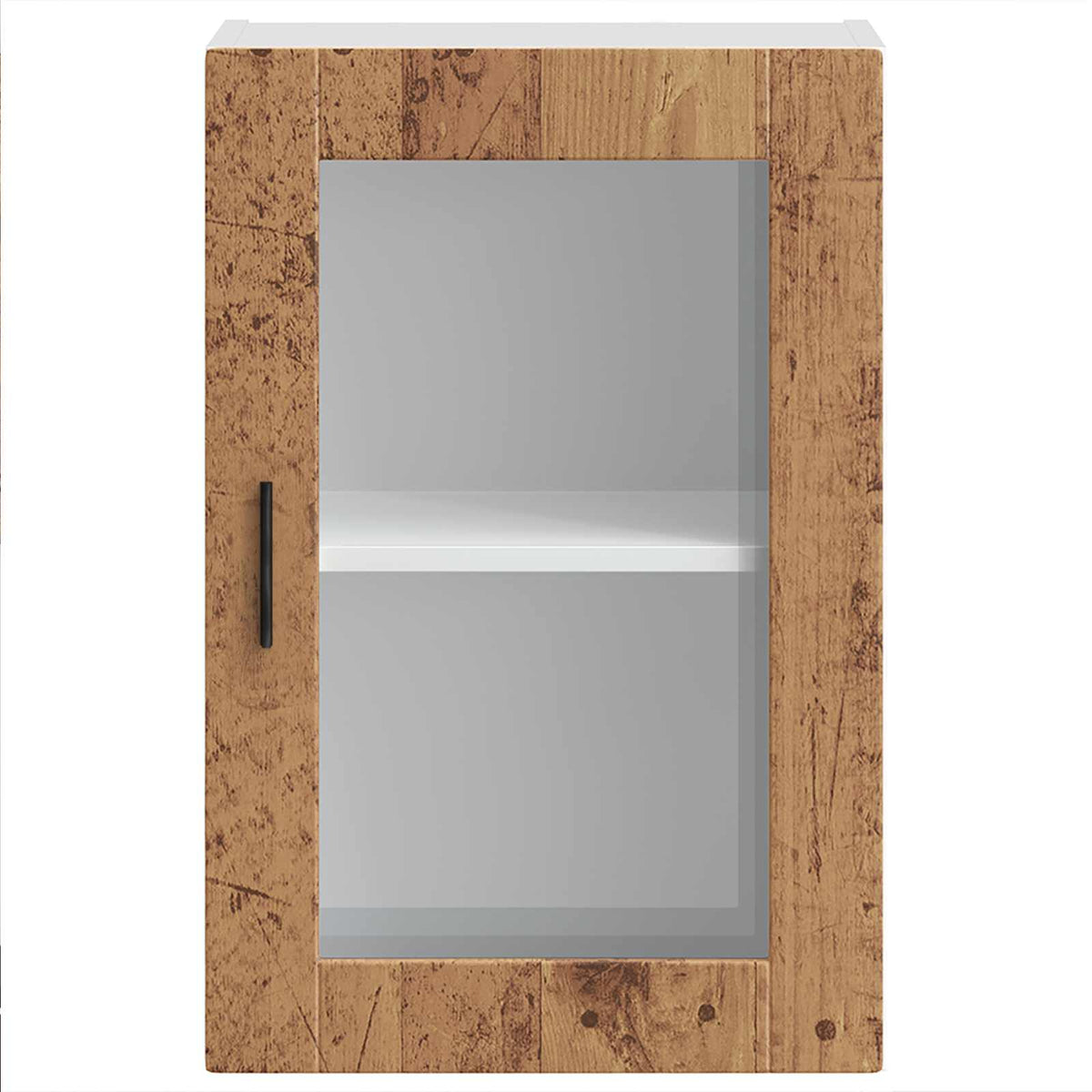 Kitchen Wall Cabinet with Glass Door "Porto" Old Wood