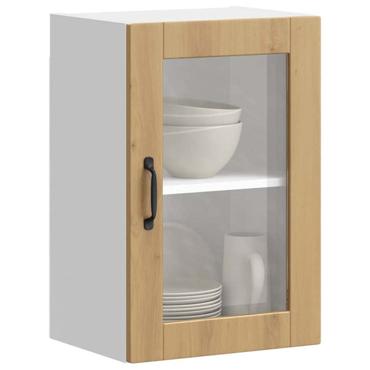 Kitchen Wall Cabinet with Glass Door Porto Artisan Oak