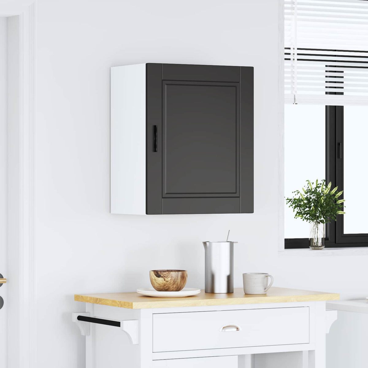 Kitchen Wall Cabinet "Porto" Black Engineered Wood