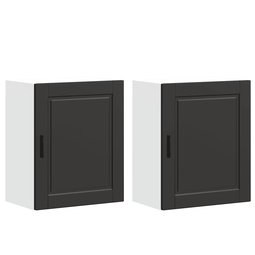 vidaXL Kitchen Wall Cabinets 2 pcs Porto Black Engineered Wood