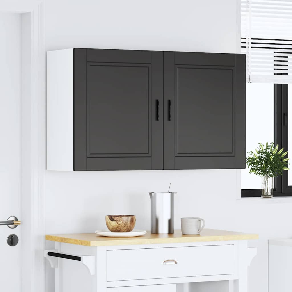 vidaXL Kitchen Wall Cabinets 2 pcs Porto Black Engineered Wood