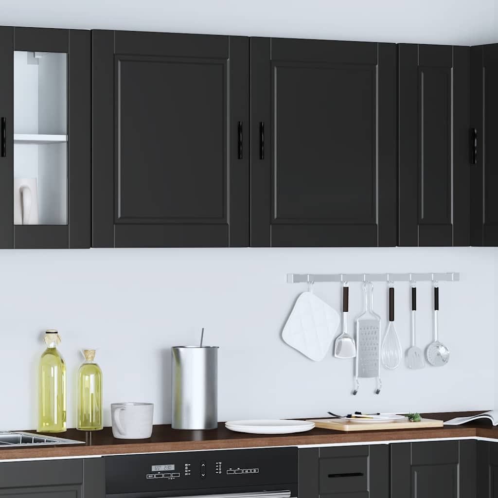 vidaXL Kitchen Wall Cabinets 2 pcs Porto Black Engineered Wood