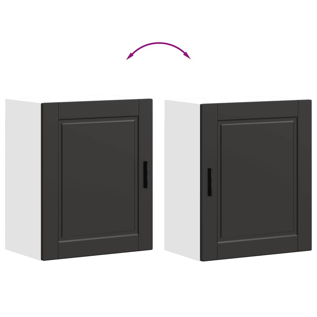 vidaXL Kitchen Wall Cabinets 2 pcs Porto Black Engineered Wood