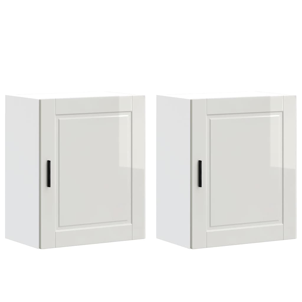 vidaXL Kitchen Wall Cabinets 2 pcs Porto High Gloss White Engineered Wood