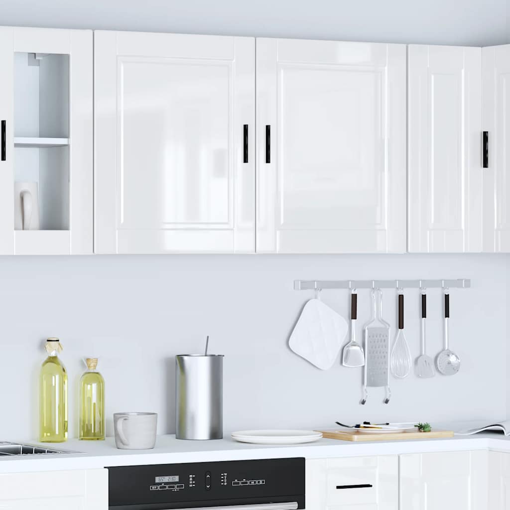 vidaXL Kitchen Wall Cabinets 2 pcs Porto High Gloss White Engineered Wood