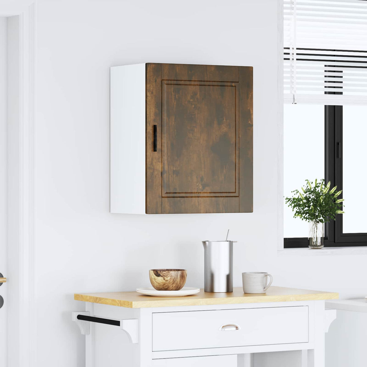 Kitchen Wall Cabinet "Porto" Smoked Oak Engineered Wood