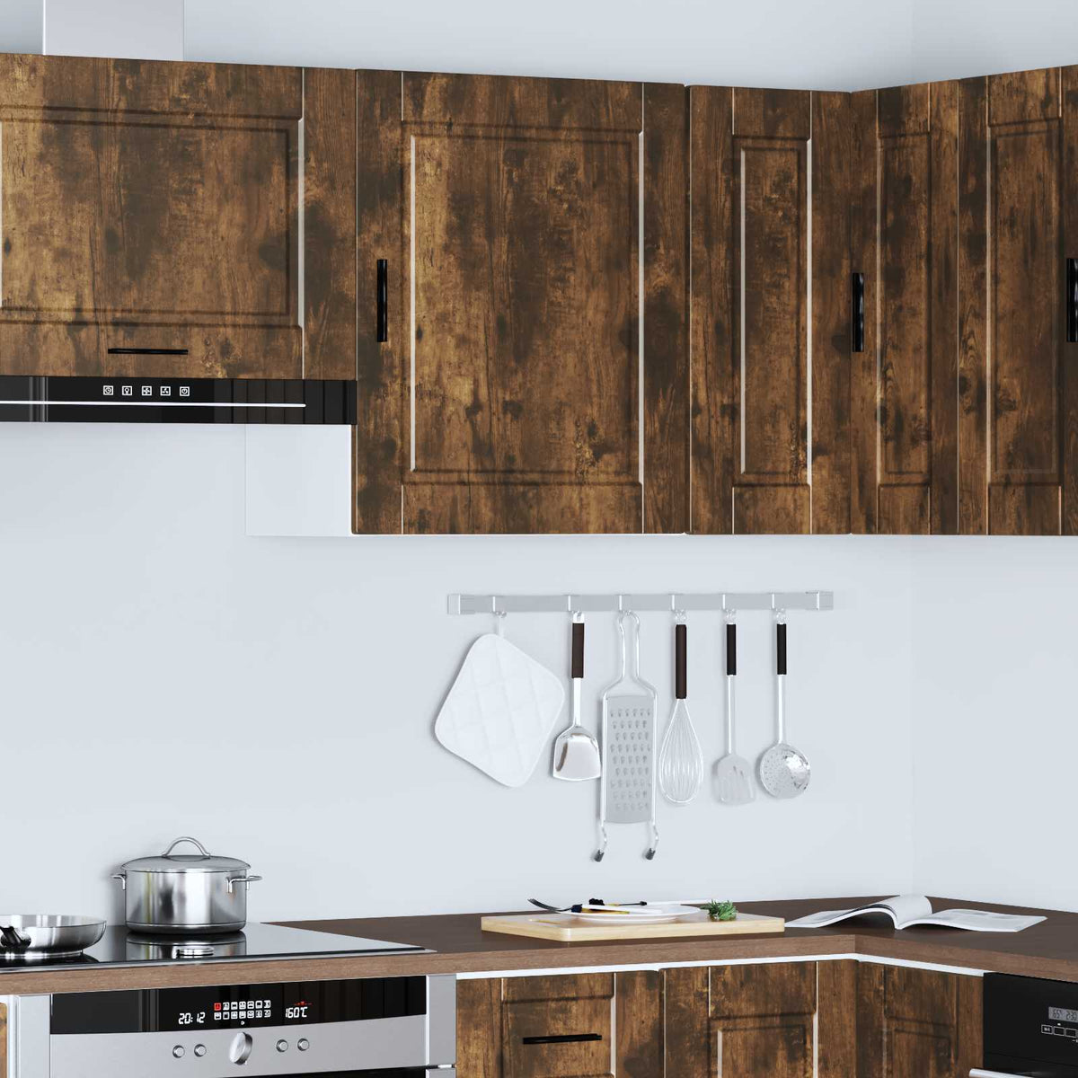 Kitchen Wall Cabinet "Porto" Smoked Oak Engineered Wood