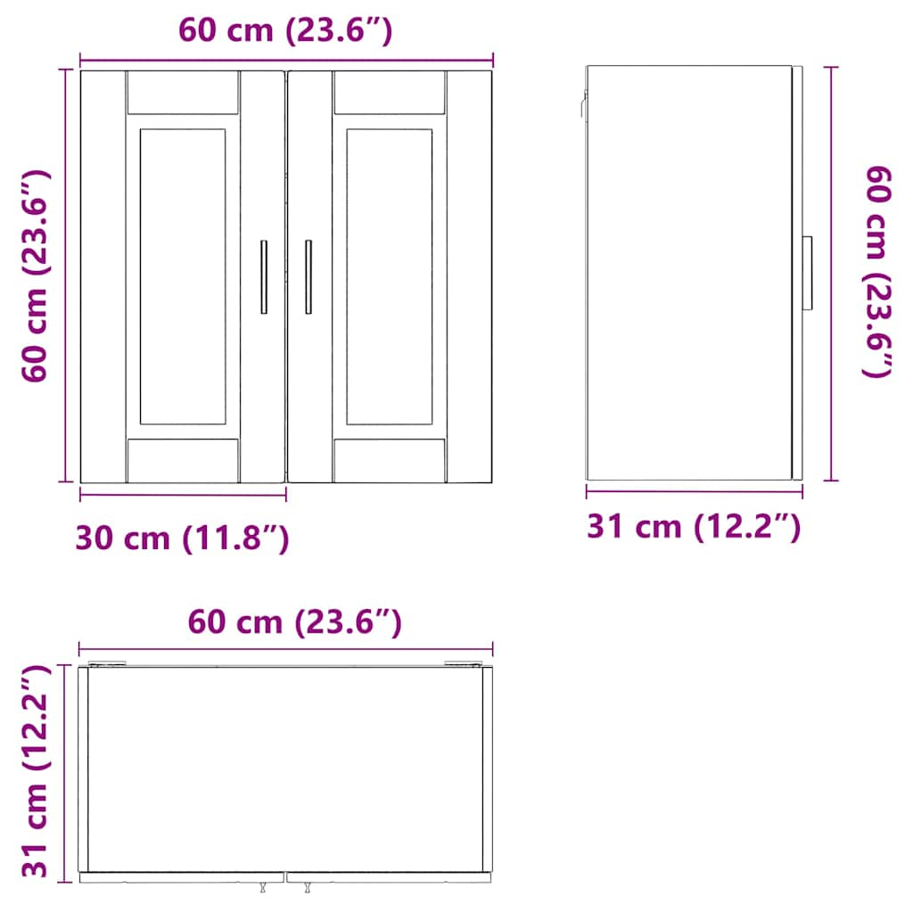 vidaXL Kitchen Wall Cabinet Porto White Engineered Wood