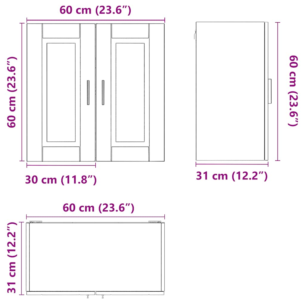 vidaXL Kitchen Wall Cabinet Porto Black Engineered Wood