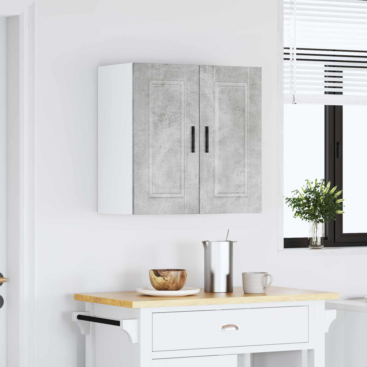 Kitchen Wall Cabinet "Porto" Concrete Grey Engineered Wood