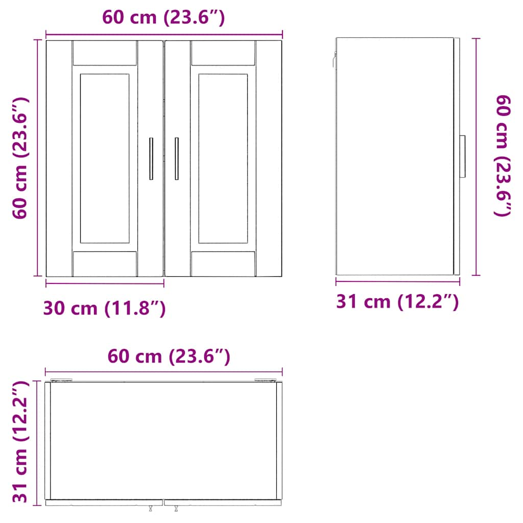 vidaXL Kitchen Wall Cabinet Porto Smoked Oak Engineered Wood