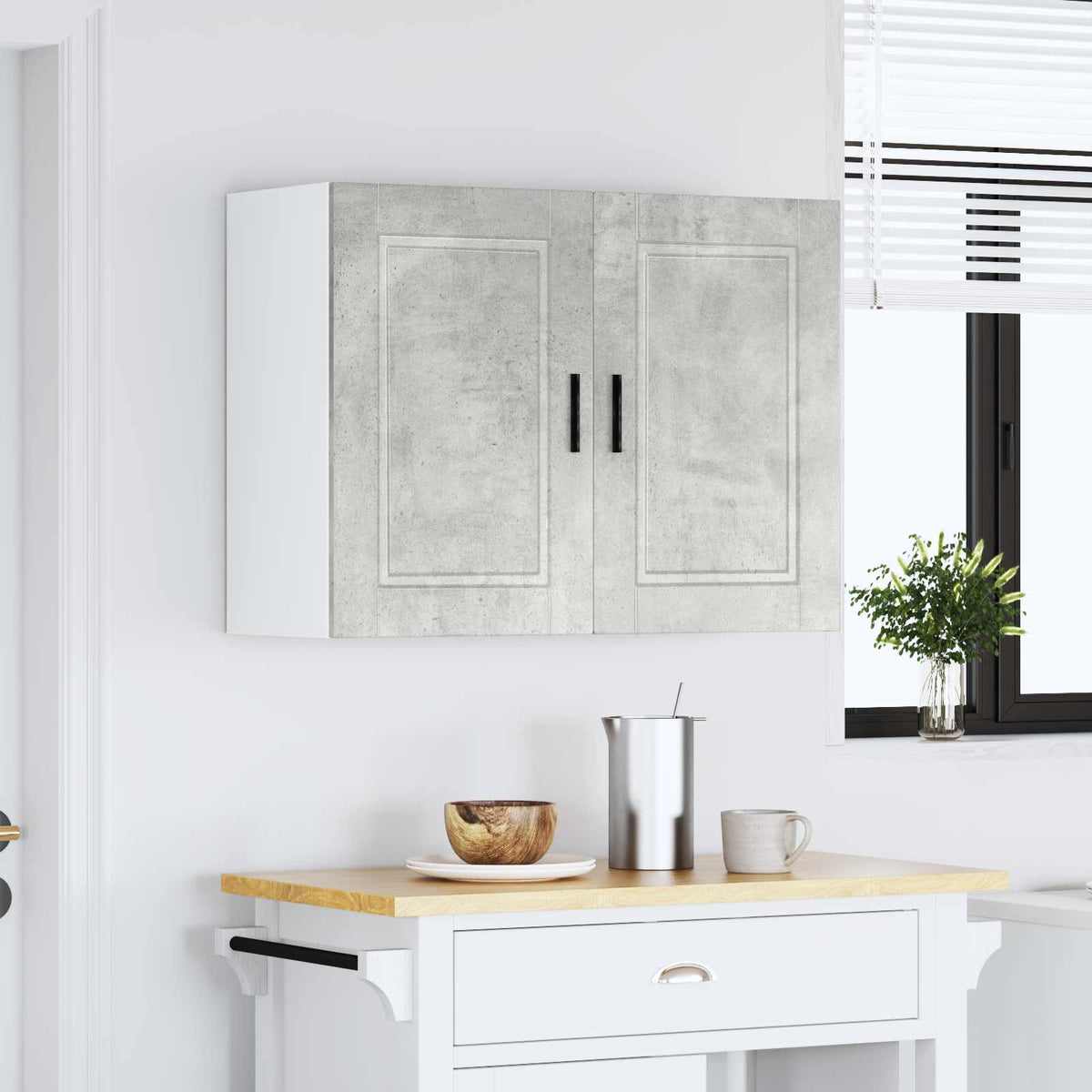 Kitchen Wall Cabinet "Porto" Concrete Grey Engineered Wood