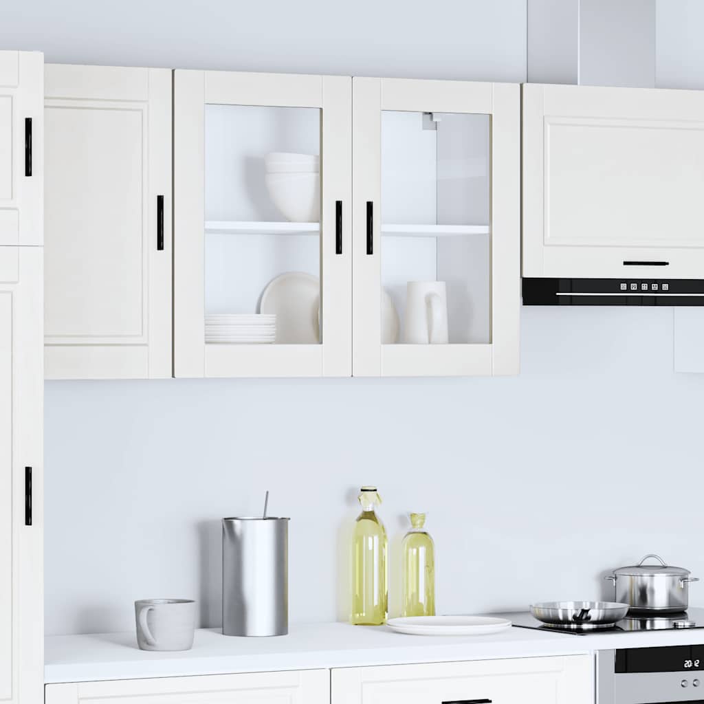 vidaXL Kitchen Wall Cabinet with Glass Door Porto White