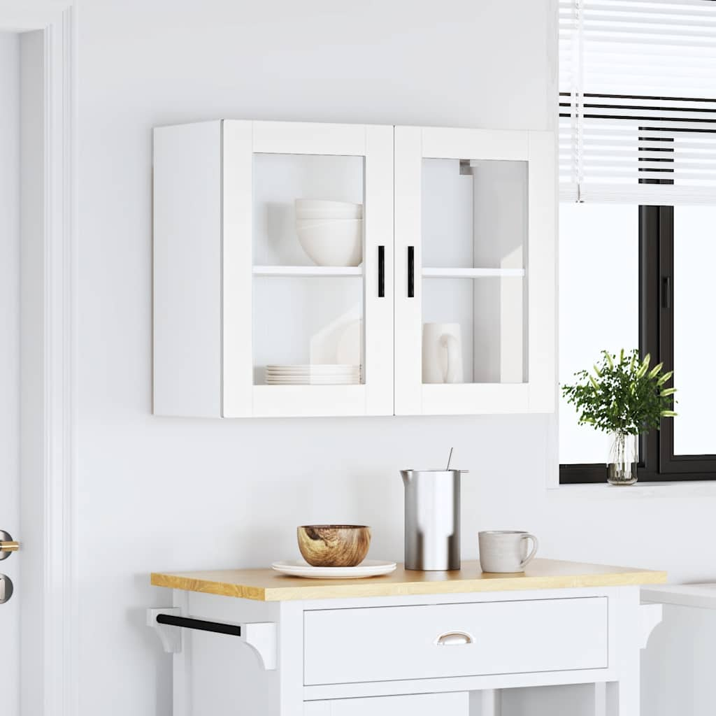 vidaXL Kitchen Wall Cabinet with Glass Door Porto White