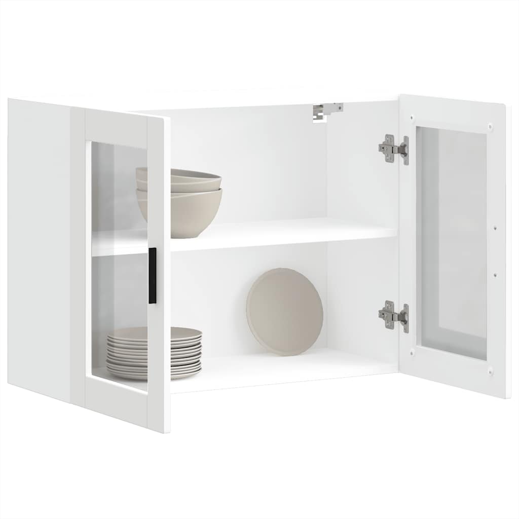 vidaXL Kitchen Wall Cabinet with Glass Door Porto White