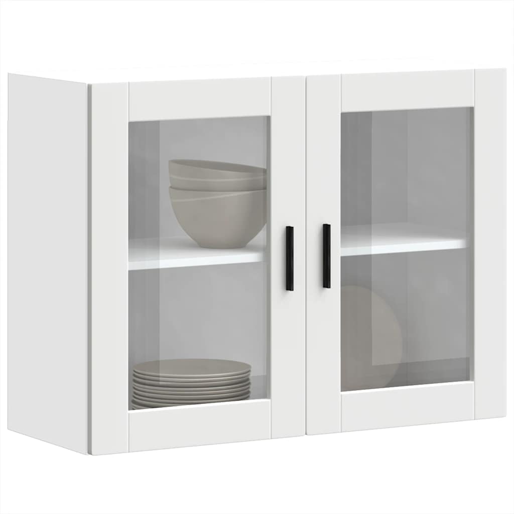 vidaXL Kitchen Wall Cabinet with Glass Door Porto White