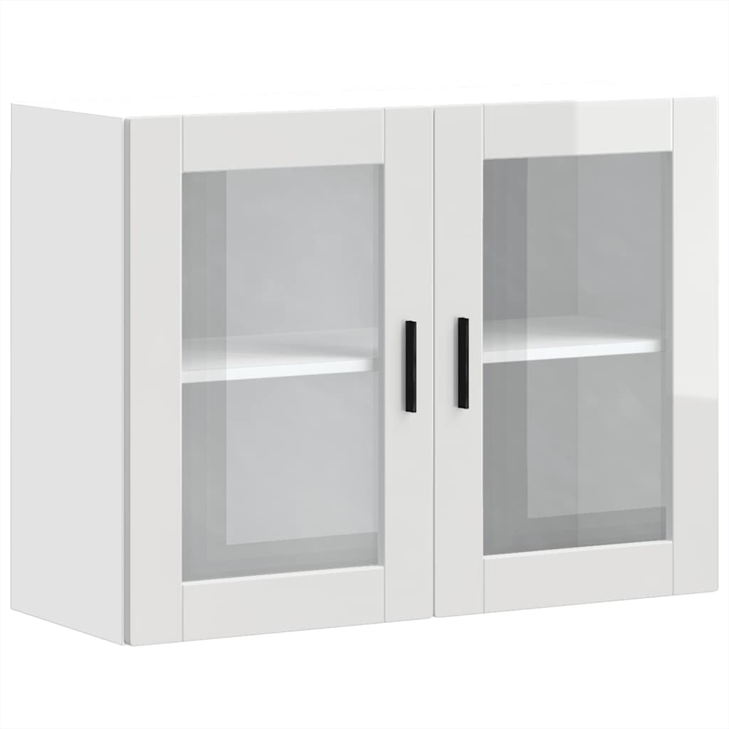 vidaXL Kitchen Wall Cabinet with Glass Door Porto High Gloss White