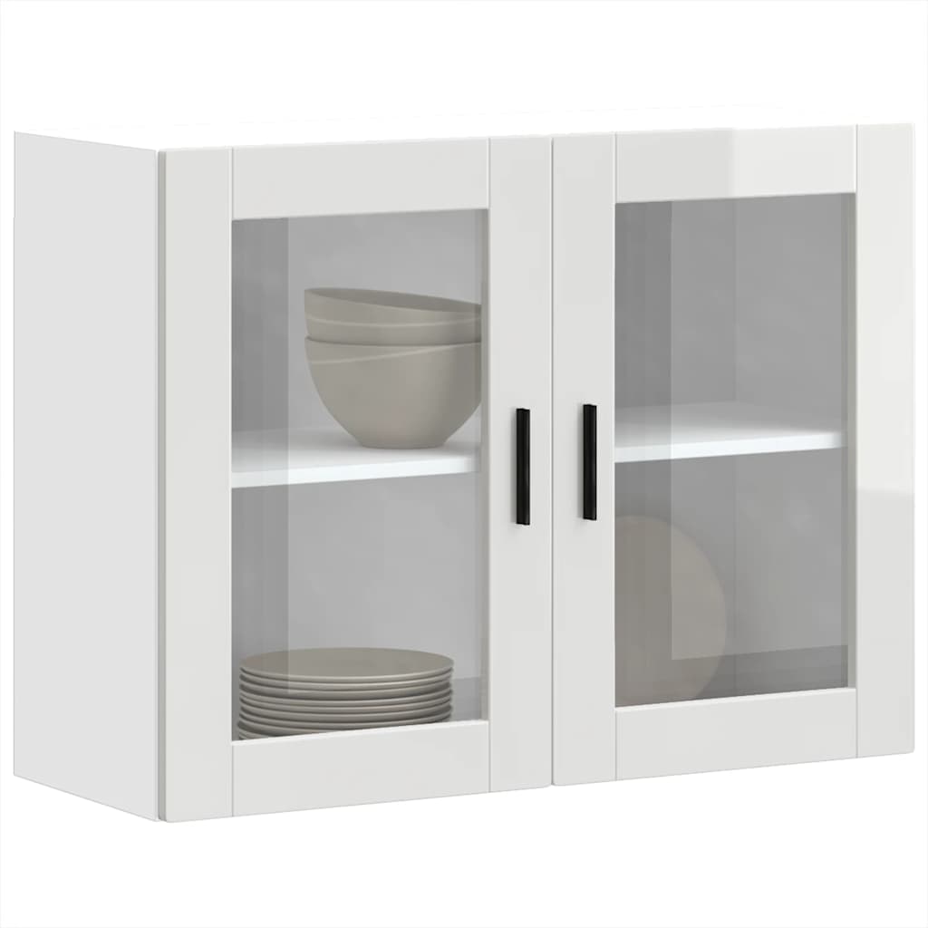 vidaXL Kitchen Wall Cabinet with Glass Door Porto High Gloss White