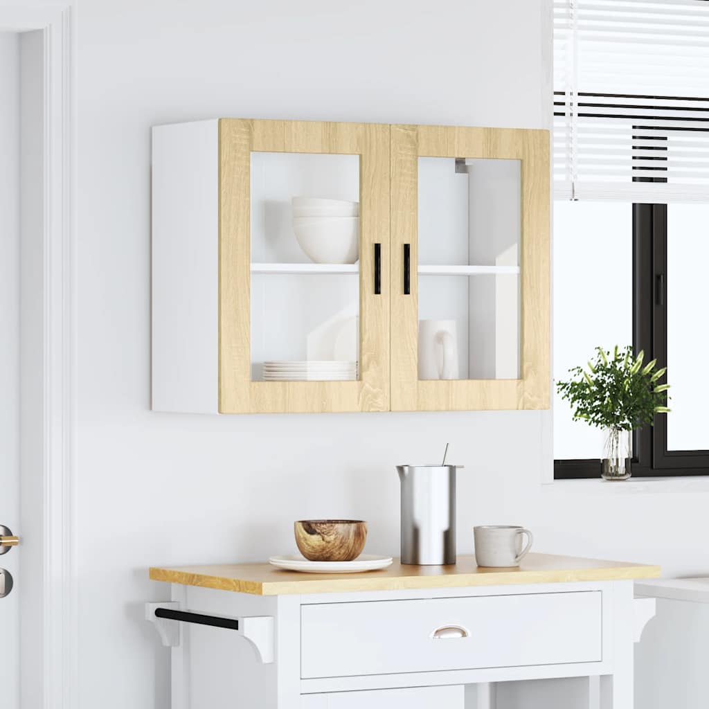 vidaXL Kitchen Wall Cabinet with Glass Door Porto Sonoma Oak