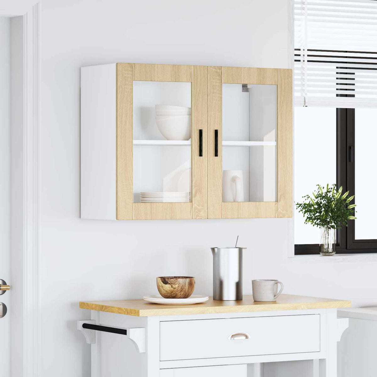 Kitchen Wall Cabinet with Glass Door "Porto" Sonoma Oak
