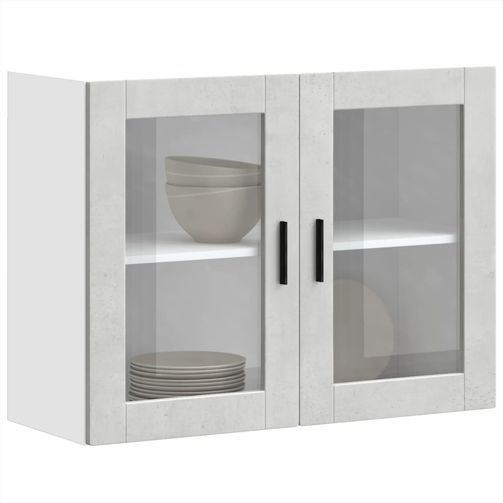 vidaXL Kitchen Wall Cabinet with Glass Door Porto Concrete Grey