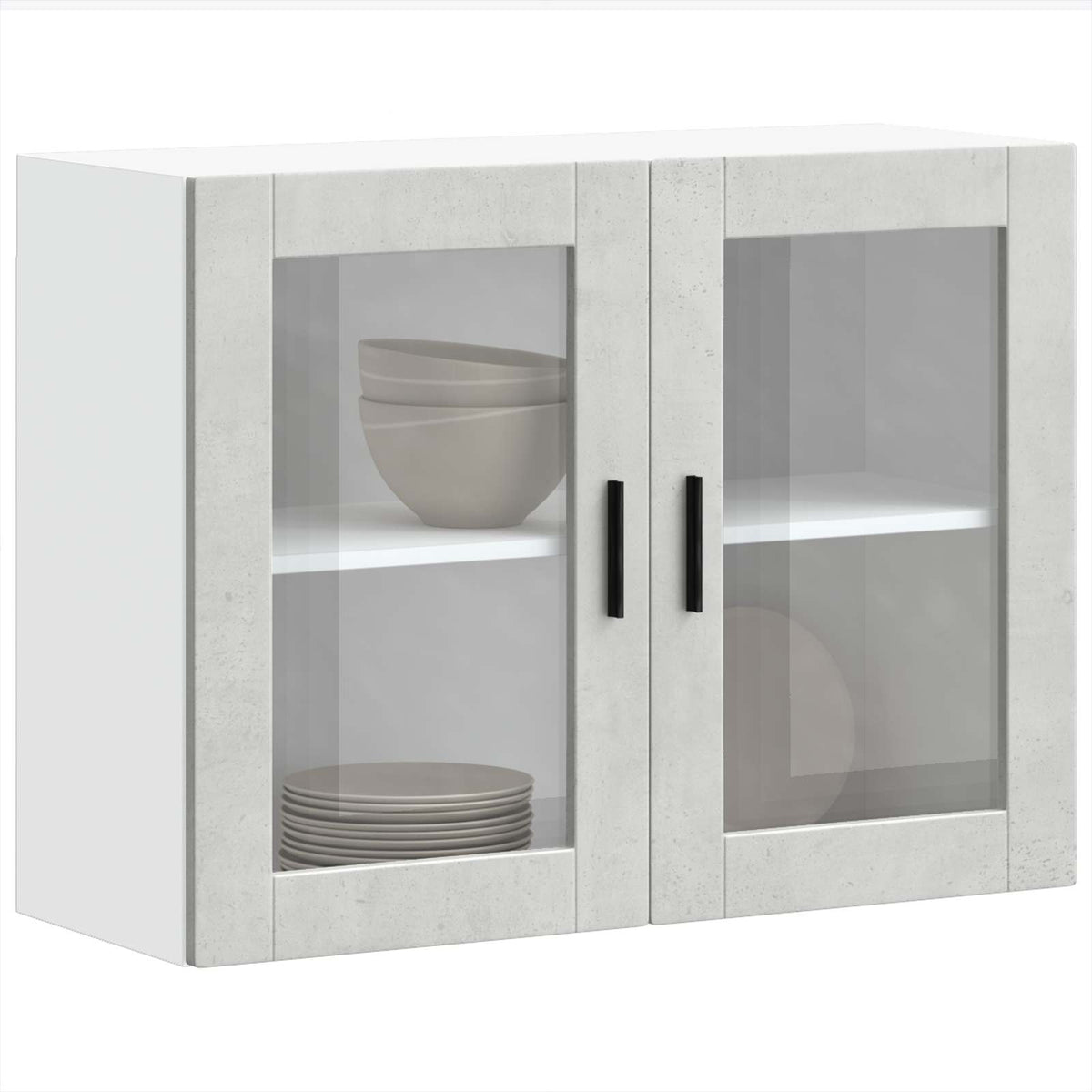 Kitchen Wall Cabinet with Glass Door "Porto" Concrete Grey
