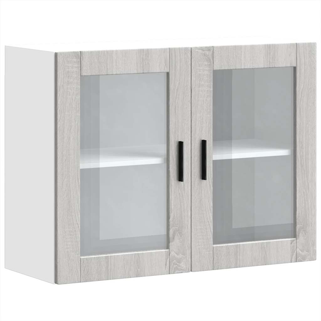 vidaXL Kitchen Wall Cabinet with Glass Door Porto Grey Sonoma