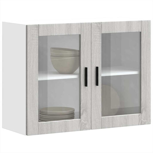 vidaXL Kitchen Wall Cabinet with Glass Door Porto Grey Sonoma