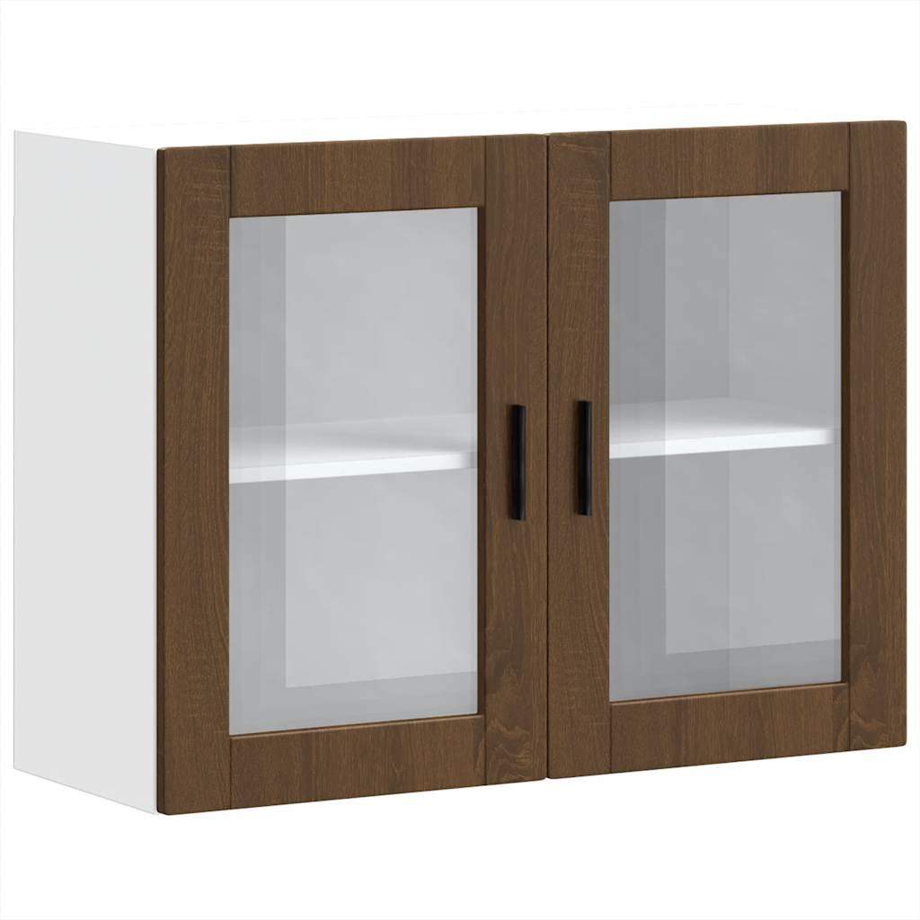 vidaXL Kitchen Wall Cabinet with Glass Door Porto Brown Oak