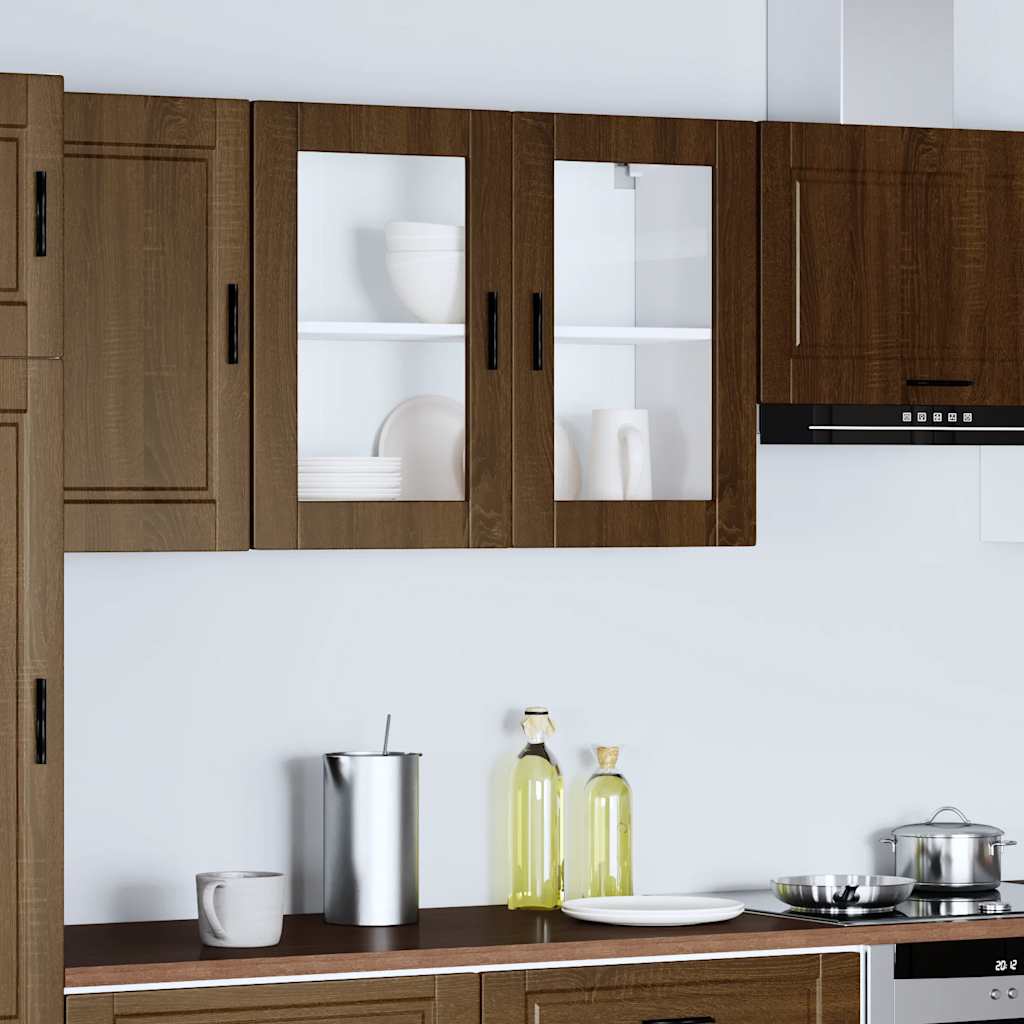 vidaXL Kitchen Wall Cabinet with Glass Door Porto Brown Oak