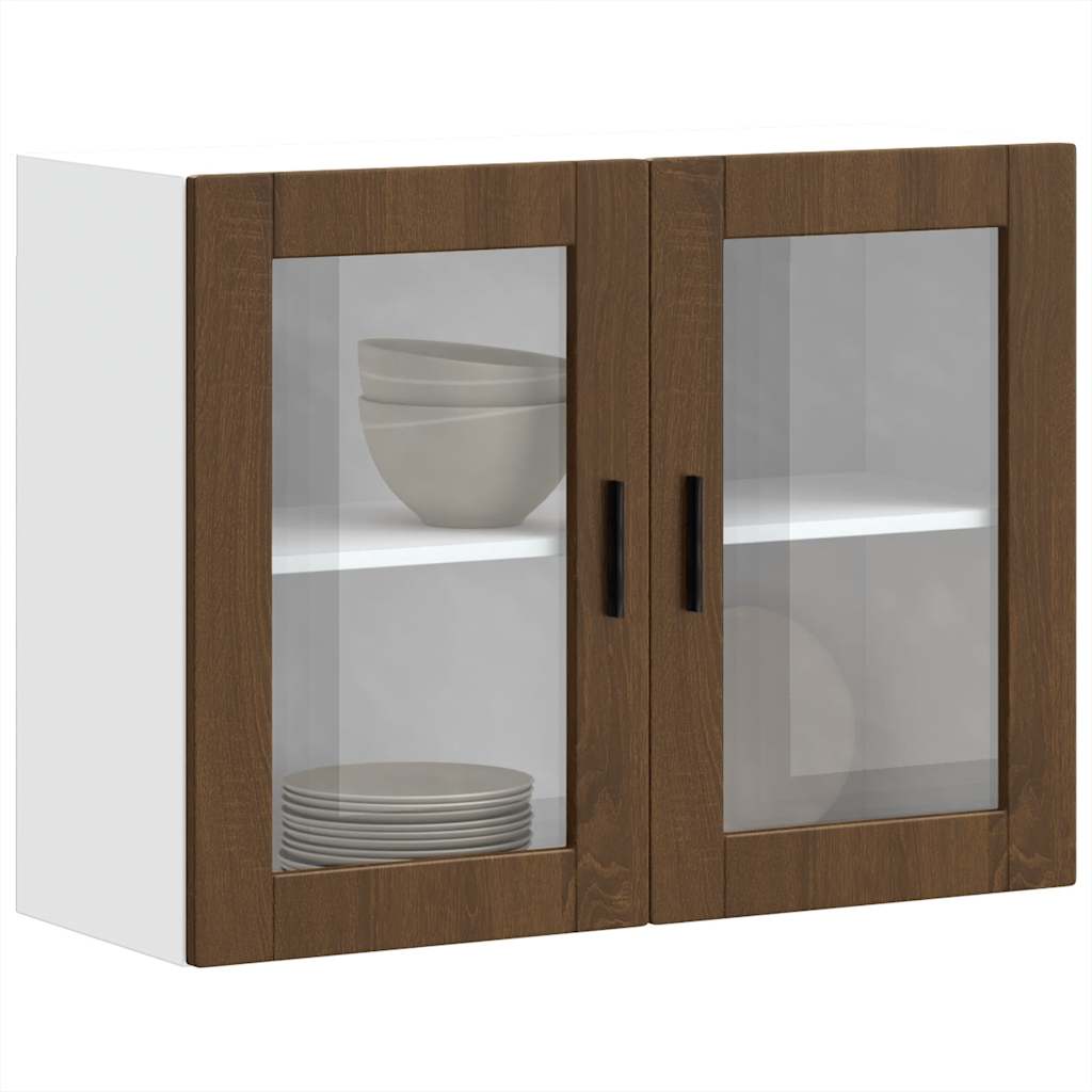 vidaXL Kitchen Wall Cabinet with Glass Door Porto Brown Oak