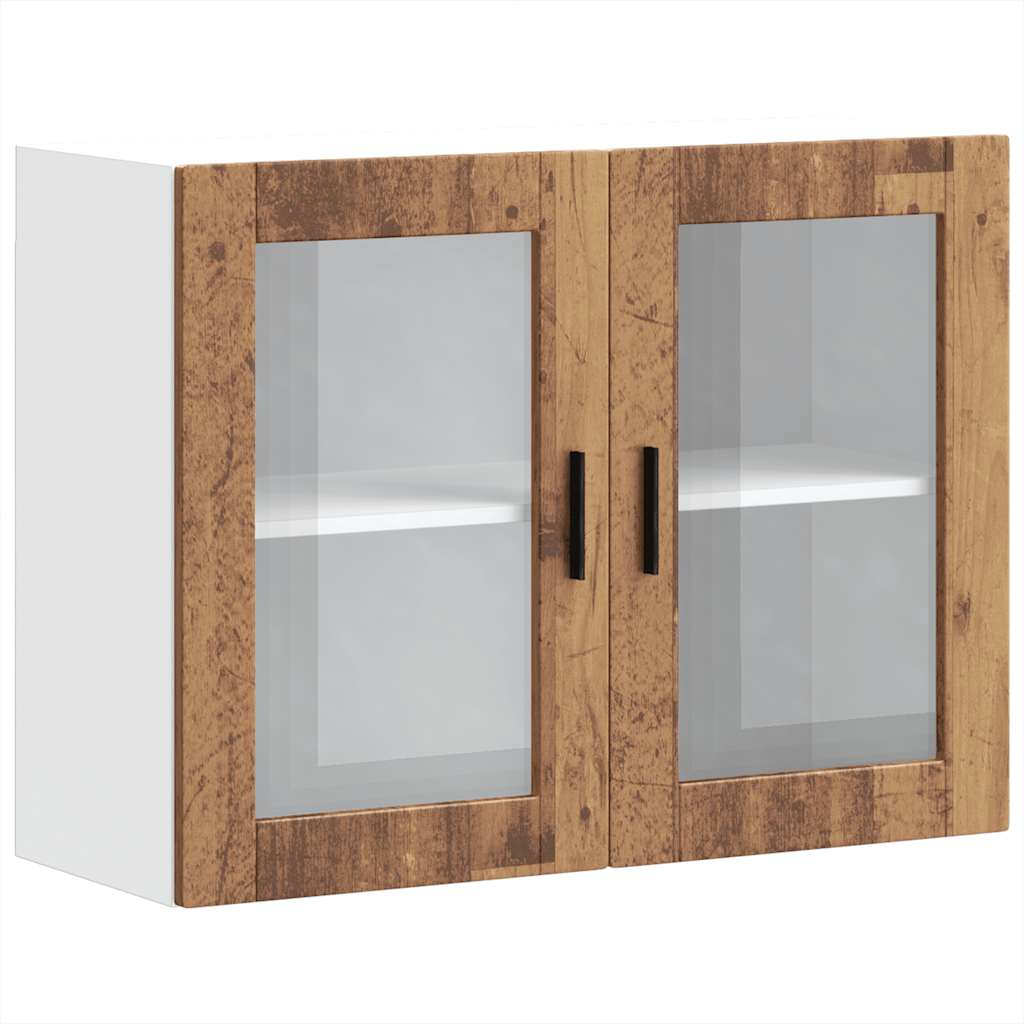 vidaXL Kitchen Wall Cabinet with Glass Door Porto Old Wood