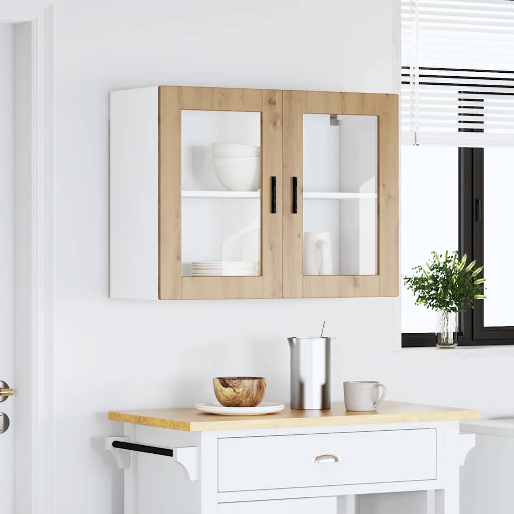 vidaXL Kitchen Wall Cabinet with Glass Door Porto Artisan Oak