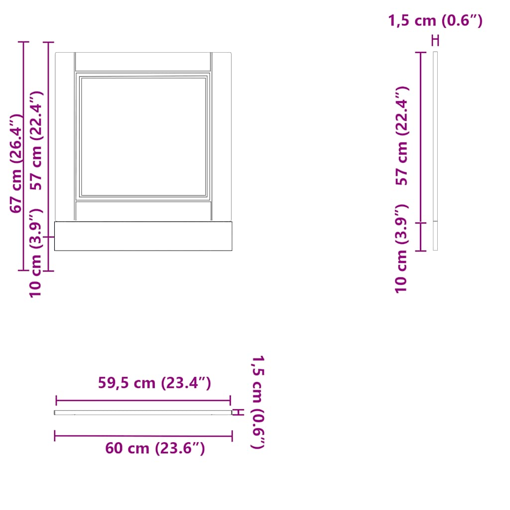 vidaXL Dishwasher Panel Porto Grey Sonoma 60x1.5x67 cm Engineered Wood