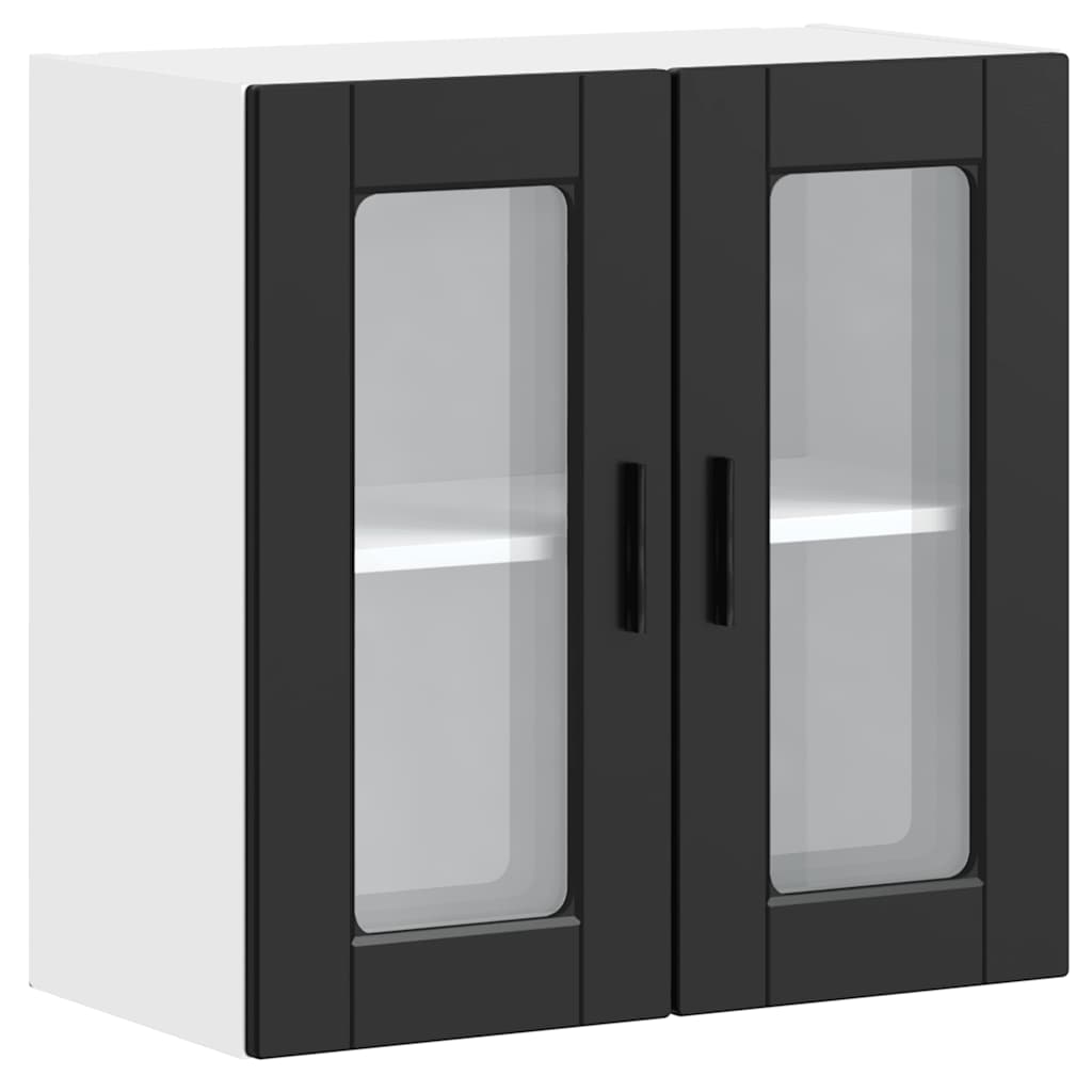Kitchen Wall Cabinet with Glass Door Porto Black