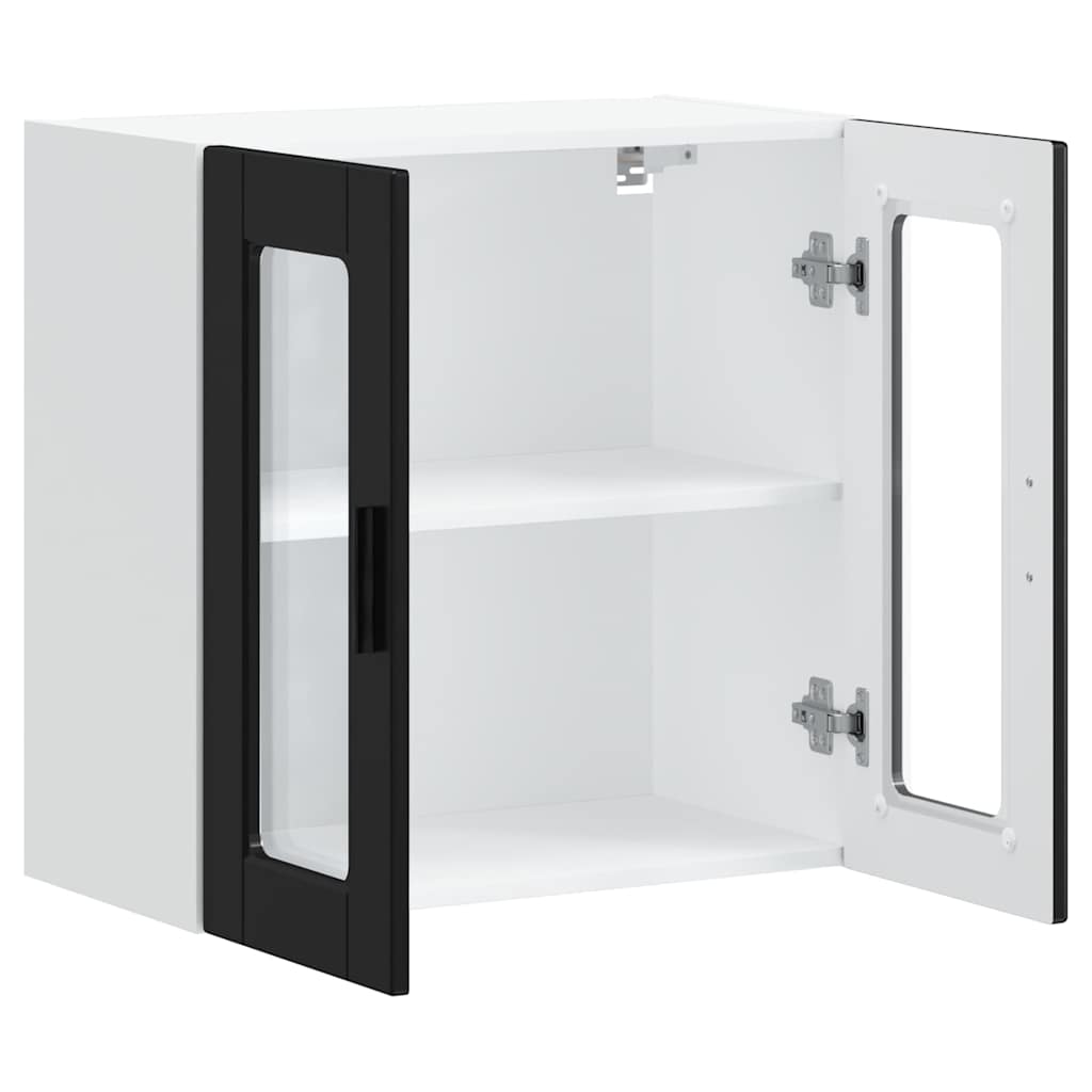 Kitchen Wall Cabinet with Glass Door Porto Black