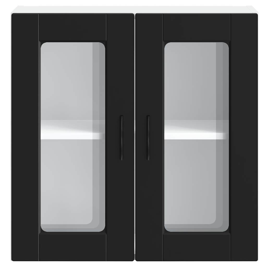 Kitchen Wall Cabinet with Glass Door Porto Black