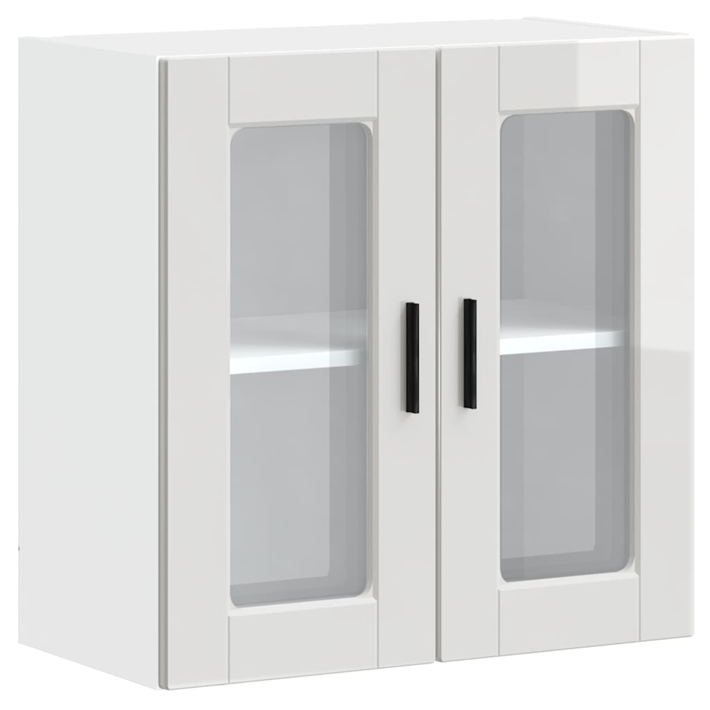 Kitchen Wall Cabinet with Glass Door Porto High Gloss White